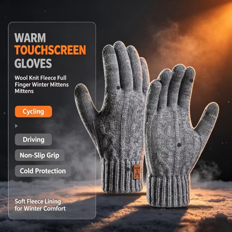 Wool Glove Lined - Luvas Térmicas de Lã Masculinas 2026,